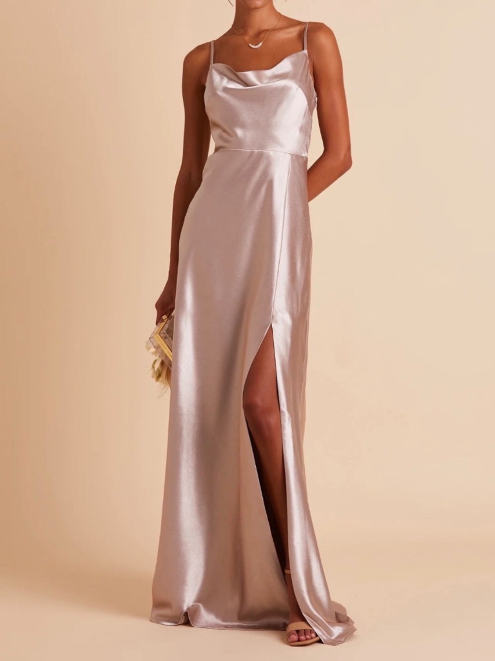 Birdy Grey Lisa shiny taupe dress